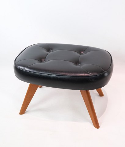 Skammel - Dansk Design - Sort Læder - Ben I Teak - 1960
Flot stand
